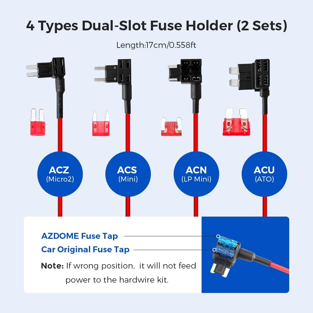 AZDOME JYX02 3-Lead ACC Hardwire Kit Mini-USB Port for M550