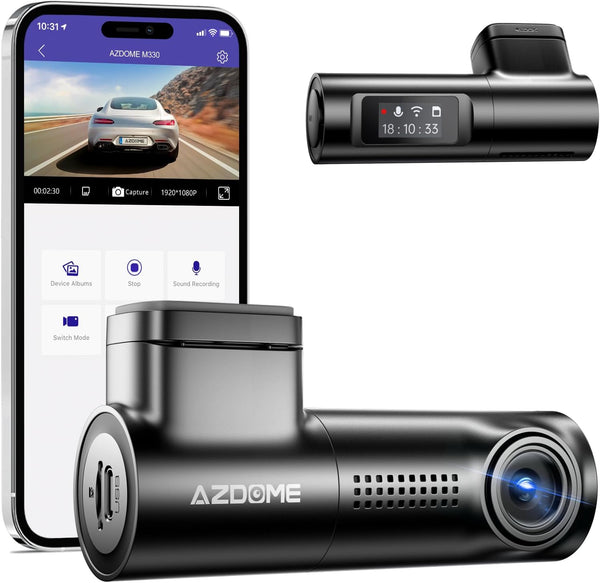 AZDOME M330 1080P FHD Dash Cam Voice Control Car Camera for Cars